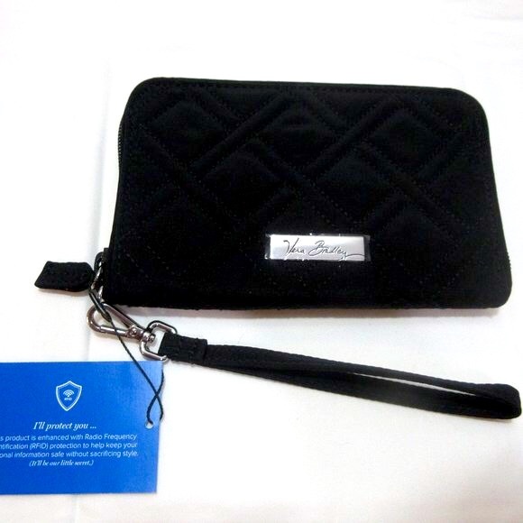 Vera Bradley RFID Grab & Go Wristlet Classic Black Microfiber NWT MSRP $… - Picture 1 of 9